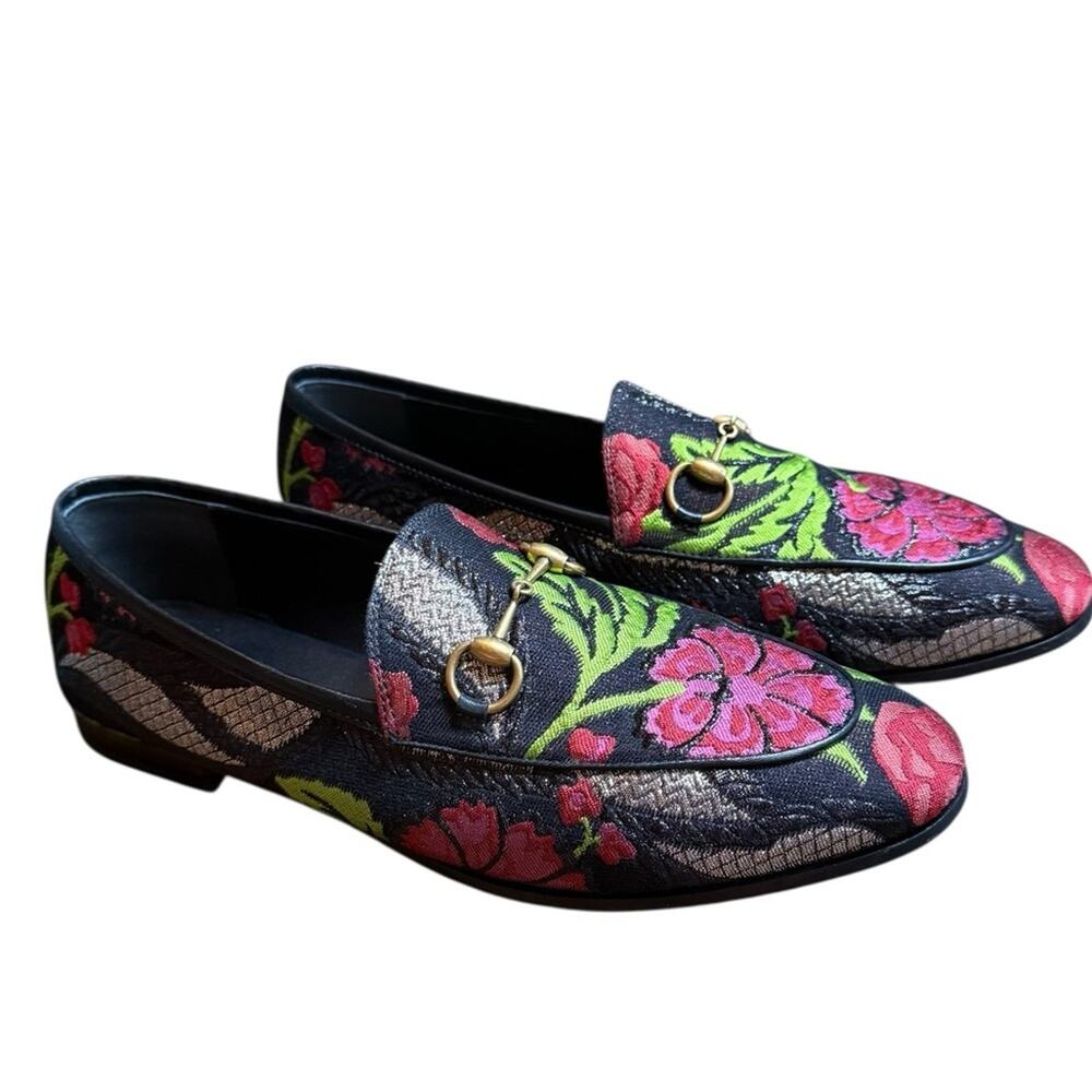 Gucci Jordaan Horsebit Slip On Loafers Floral Embroidered EU 38.5 US 8.5 - Picture 4 of 16